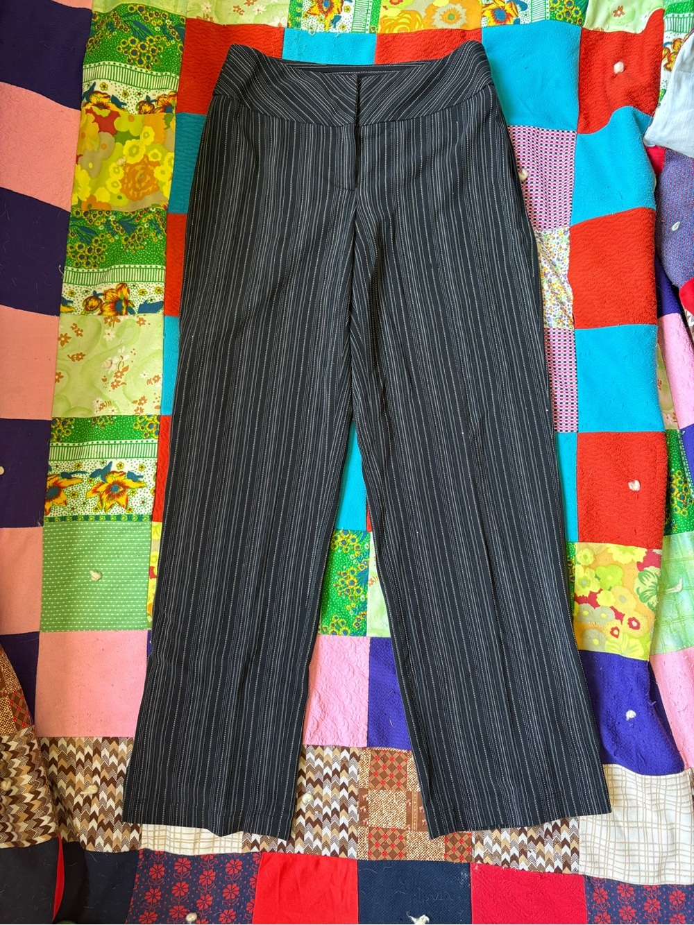 Willi Smith Black Pinstripe Wide-Leg Trousers